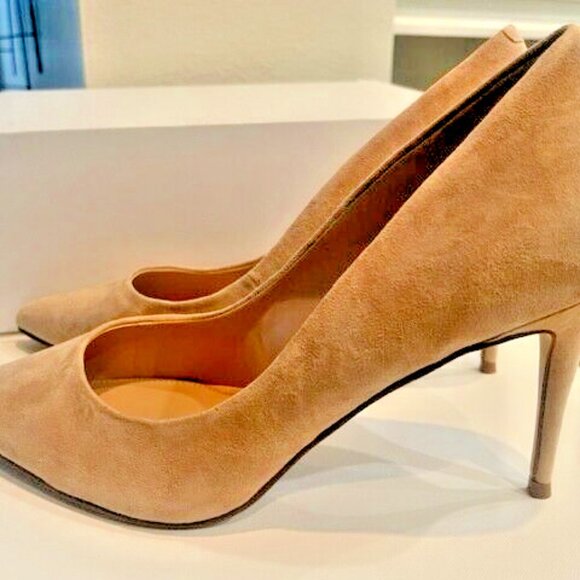 Steve Madden Luiza Tan Beige Suede Leather Classic Pumps Heels Shoes - Picture 4 of 9